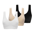 thumbnail image 1 of 3-Pack Seamless Sports Bra Wirefree Yoga Bra with Removable Pads for Women, Women's 3 Pack Seamless Comfortable Pads Sleep Bras, 1 of 9