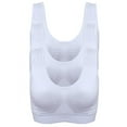 thumbnail image 1 of Popvcly Women Sport Bra Plus Size Cotton Breathable Underwear with Pads Push Up Bra 3-Pack, 1 of 6