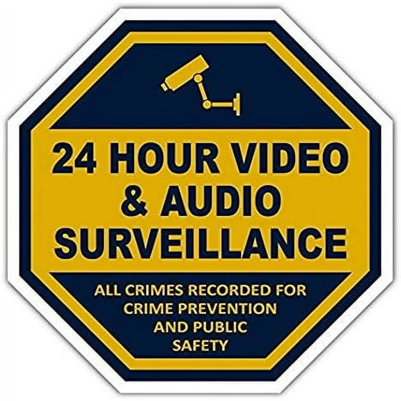 3 Pack - Security Label 24 Hour Video & Audio Surveillance Vinyl Bumper Sticker Decal