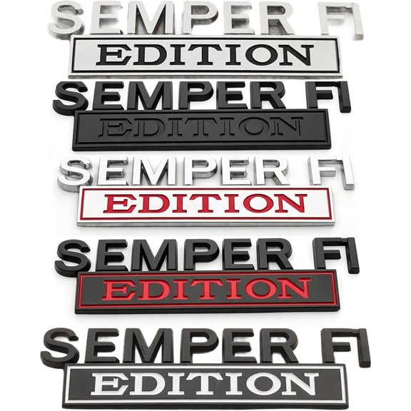 3 Pack Semper Fi Edition Car Emblem Metal Badge, Metal Side Emblem Badge Sticker, Universal Exterior Replacement Accessory for Car Truck SUV Fender Tailgate Bumper, Military Veteran Gift (5pcs-Mix)