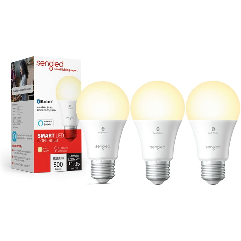 3 Pack Sengled Smart Bluetooth Mesh Dimmable LED Light Bulb Works