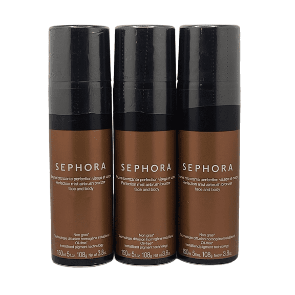 3 Pack Sephora Perfection Mist Airbush Bronzer Face and Body Medium/Deep 5 oz