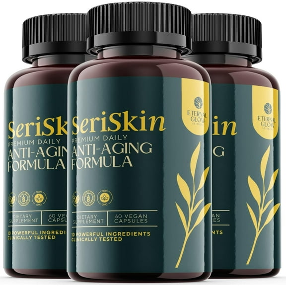 (3 Pack) Seriskin - Dietary Supplement Anti-Aging Pills and Ageless Skin Formula - Ingredients for All Skin Types (180 Capsules)