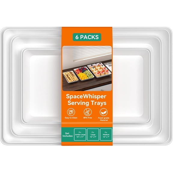 3 Pack Serving Tray, Serving Platters for Snacks, Fruit, Cookies, Dessert, Large Reusable Rectangular Party Platters, 3 Size Set Large 16 * 11",Medium 14 * 9",Small 12 * 7"