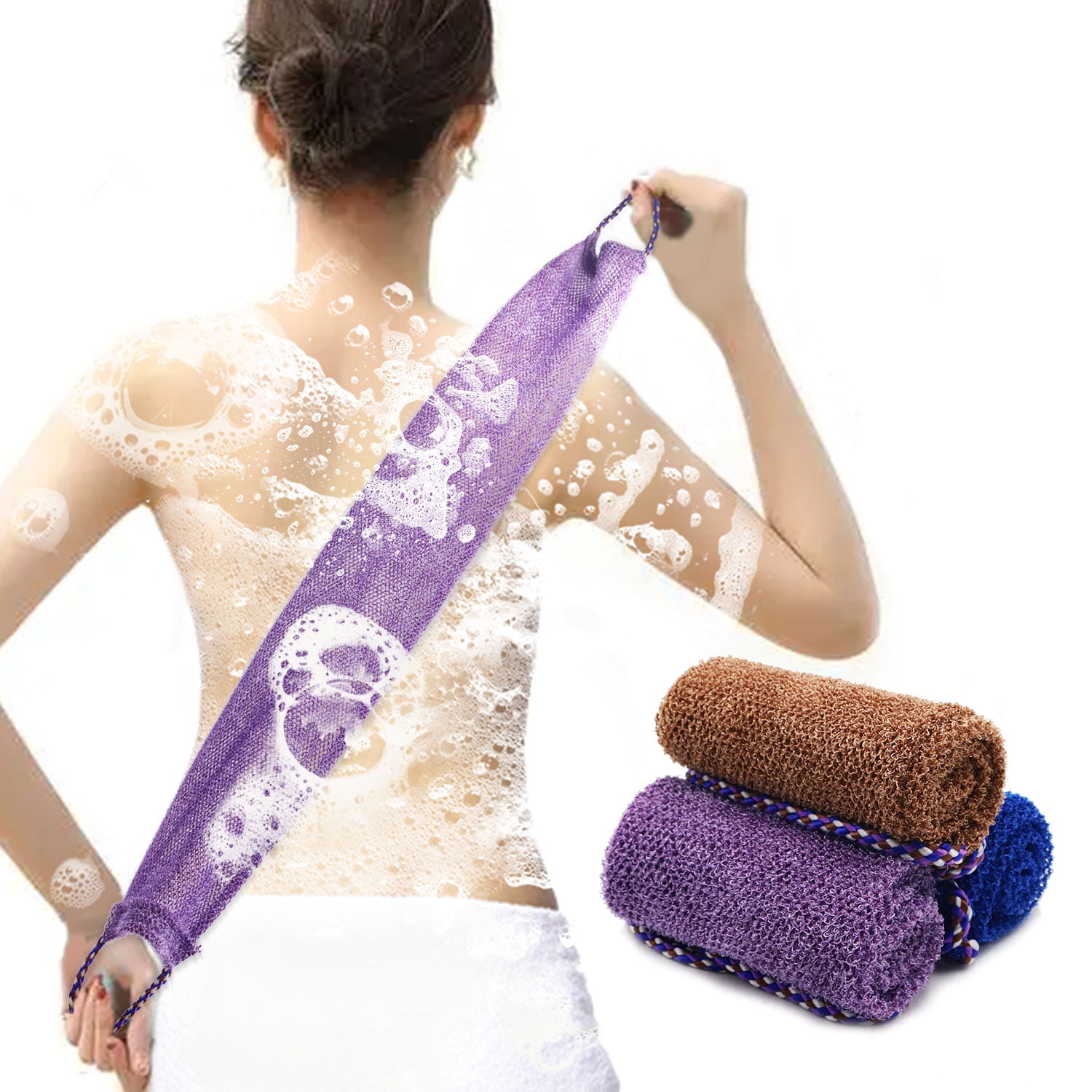 3 Pack Set African Net Sponge Bath Towels Wash Cloth Body Scrubbers For Use  In