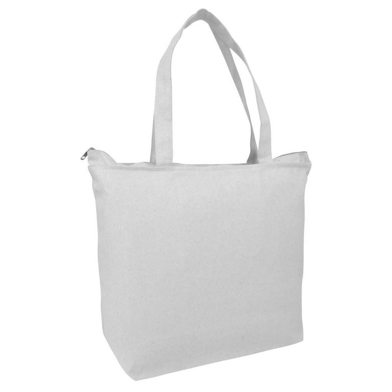 Heavy Canvas Zippered Tote Bag with Inside Pocket