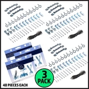 3 Pack Set of Picture Hanging Kits, Assorted Frame Wall Hangers Hooks Wire Mounts Nails ect, 48pcs each