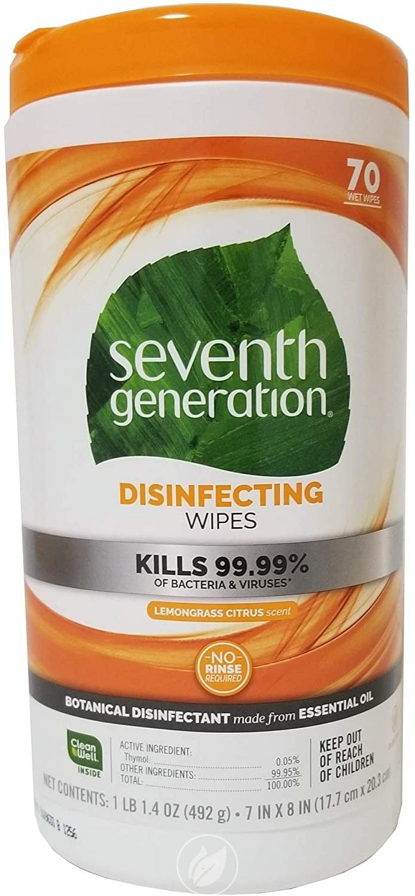 3 Pack) Seventh Generation Wipes,Multi-Surf,Disinfct 70 Ct 