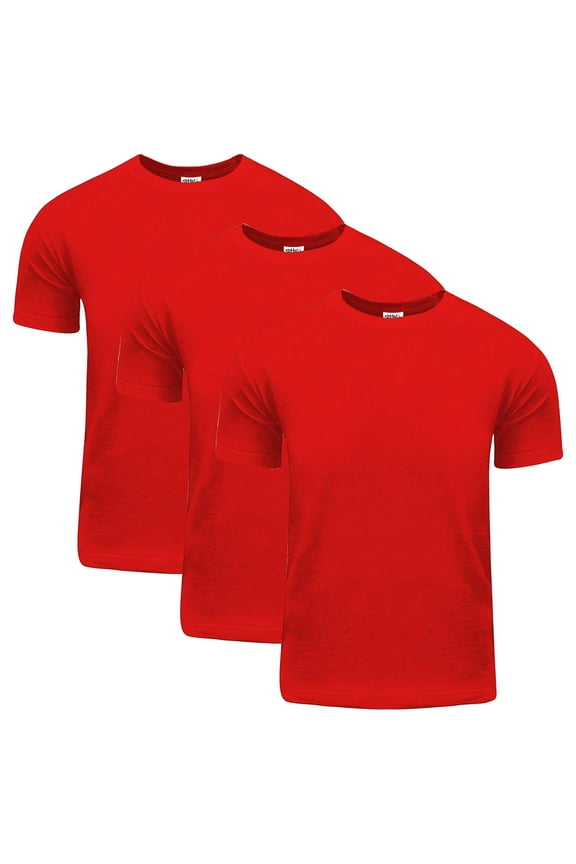 3 Pack Shaka Wear Men's Active Comfort Cotton Short Sleeve Crew Neck T-Shirt - Red - Medium