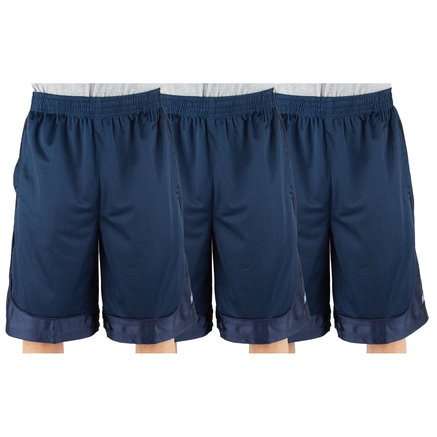 3 Pack Shaka Wear Men's Basketball Shorts, Mesh Workout Gym Running with Pockets - Navy - XXL