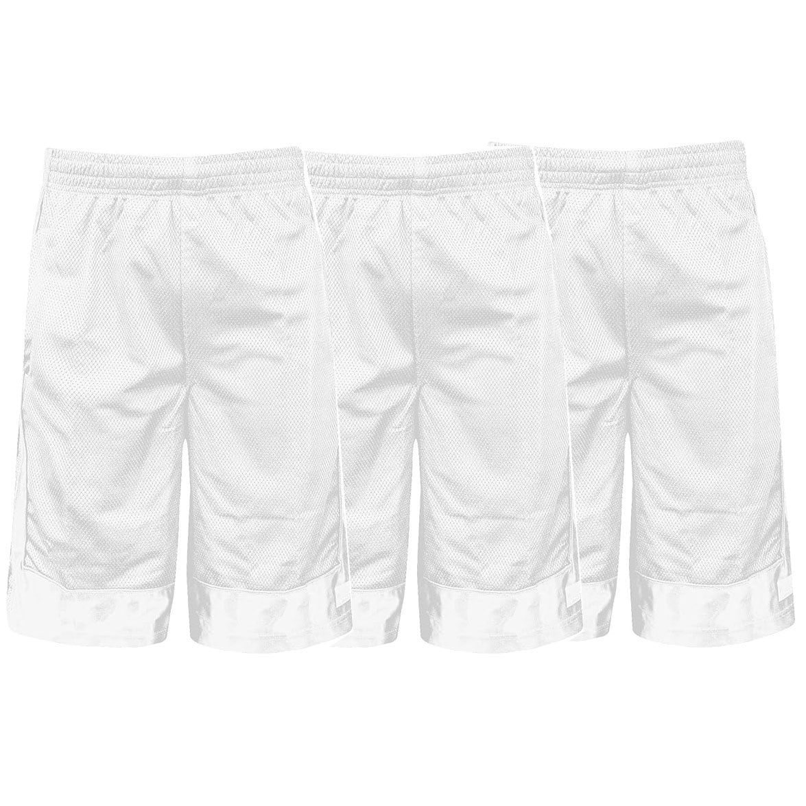 3 Pack Shaka Wear Men's Basketball Shorts, Mesh Workout Gym Running with Pockets - White - XXL