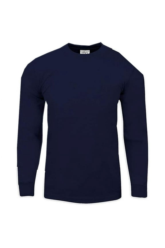 3 Pack Shaka Wear Men's Max Heavyweight Cotton Long Sleeve Crew Neck T-Shirt - Navy Blue - XXL