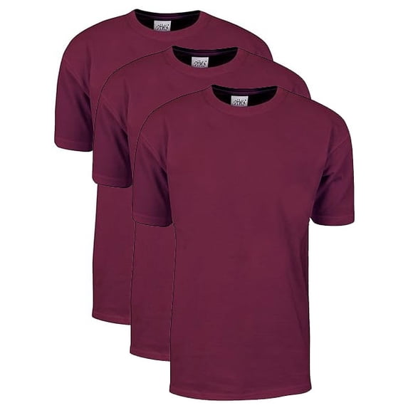 3 Pack Shaka Wear Men's Max Heavyweight Short Sleeve Crew Neck T-Shirt - Burgundy - Small