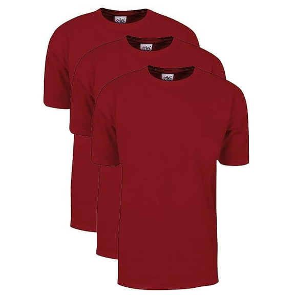 3 Pack Shaka Wear Men's Max Heavyweight Short Sleeve Crew Neck T-Shirt - Cardinal Red - Large