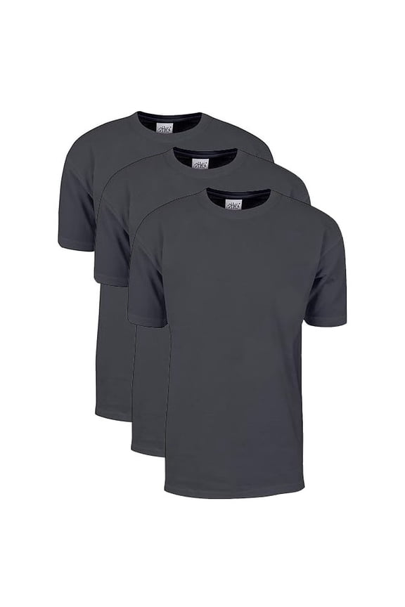 3 Pack Shaka Wear Men's Max Heavyweight Short Sleeve Crew Neck T-Shirt - Charcoal - Small