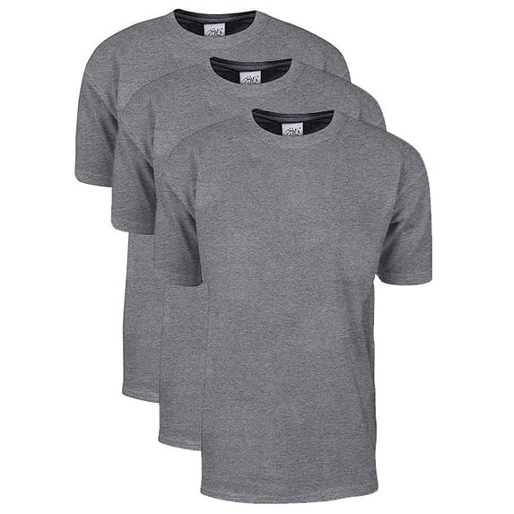 3 Pack Shaka Wear Men's Max Heavyweight Short Sleeve Crew Neck T-Shirt - Heather Gray - Small