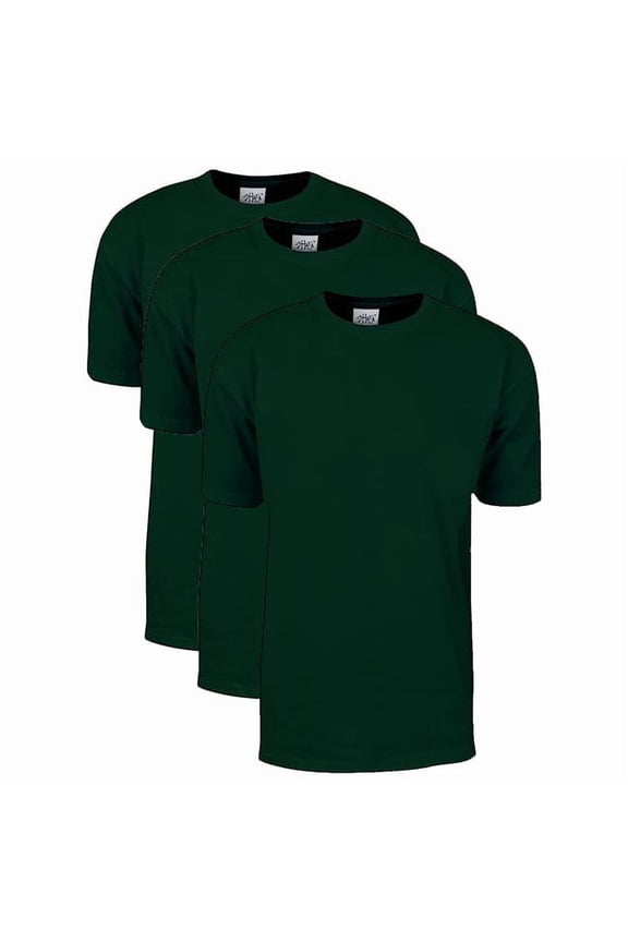 3 Pack Shaka Wear Men's Max Heavyweight Short Sleeve Crew Neck T-Shirt - Hunter Green - Medium