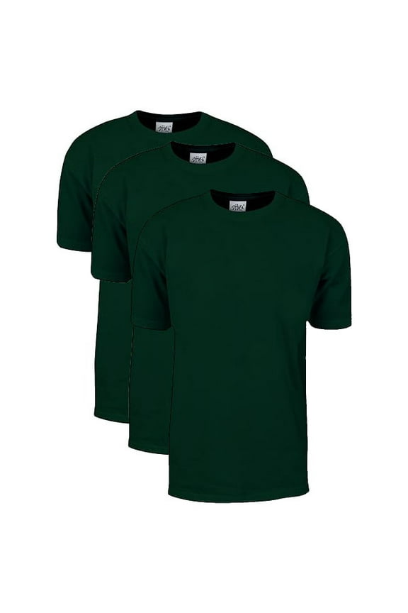 3 Pack Shaka Wear Men's Max Heavyweight Short Sleeve Crew Neck T-Shirt - Hunter Green - Small
