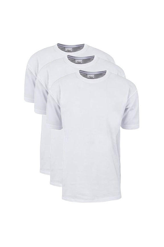 3 Pack Shaka Wear Men's Max Heavyweight Short Sleeve Crew Neck T-Shirt - White - Medium