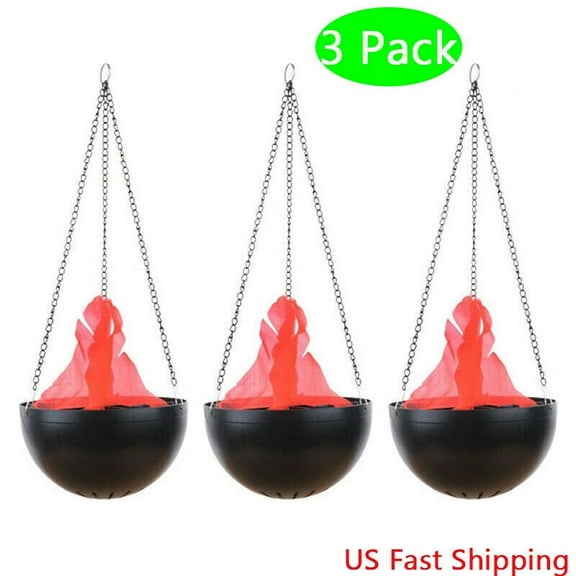 3 Pack Shanna Party Artificial Flame Lamp, 3D Hanging Fake Fire Lamp Realistic Flame Stage Effect Light for Christmas,New Year,Club Decor