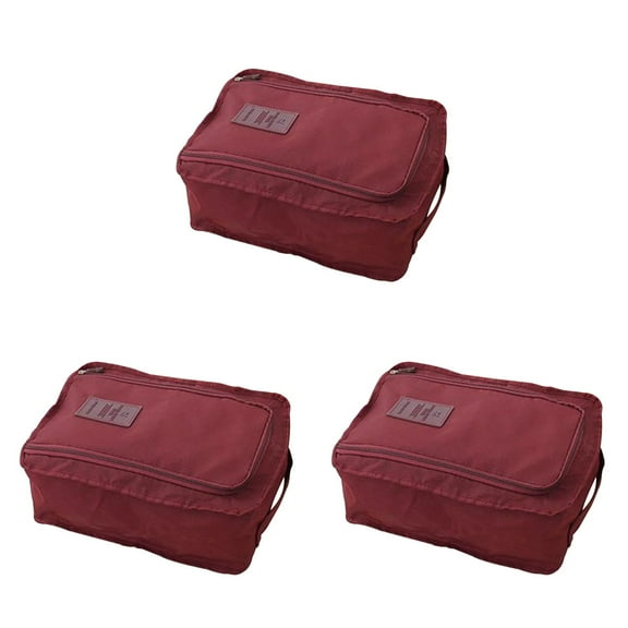 FONDOTIN Waterproof Shoes Bag Dark Red Travel Packing Cubes Durable Zippers 3Pcs