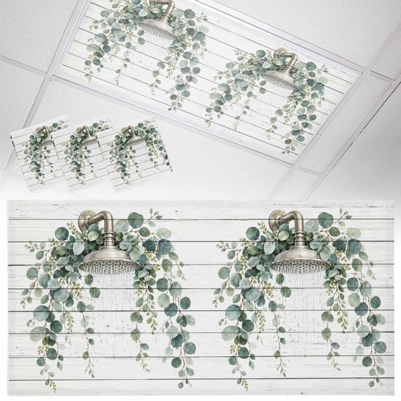 3 Pack Shower Fluorescent Light Covers for Ceiling Lights Rustic Green ...
