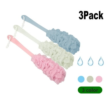 3 Pack Shower Loofah Body & Back Scrubber Exfoliating Loofah luffa loofa Bath Brush On a Stick with Long Handle Back Brush for Men & Women