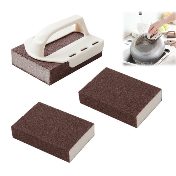 3 Pack Silicon Carbide Nano Emery Sponge, Rust Eraser Scouring Pads, Kitchen Pot Cleaning Brush
