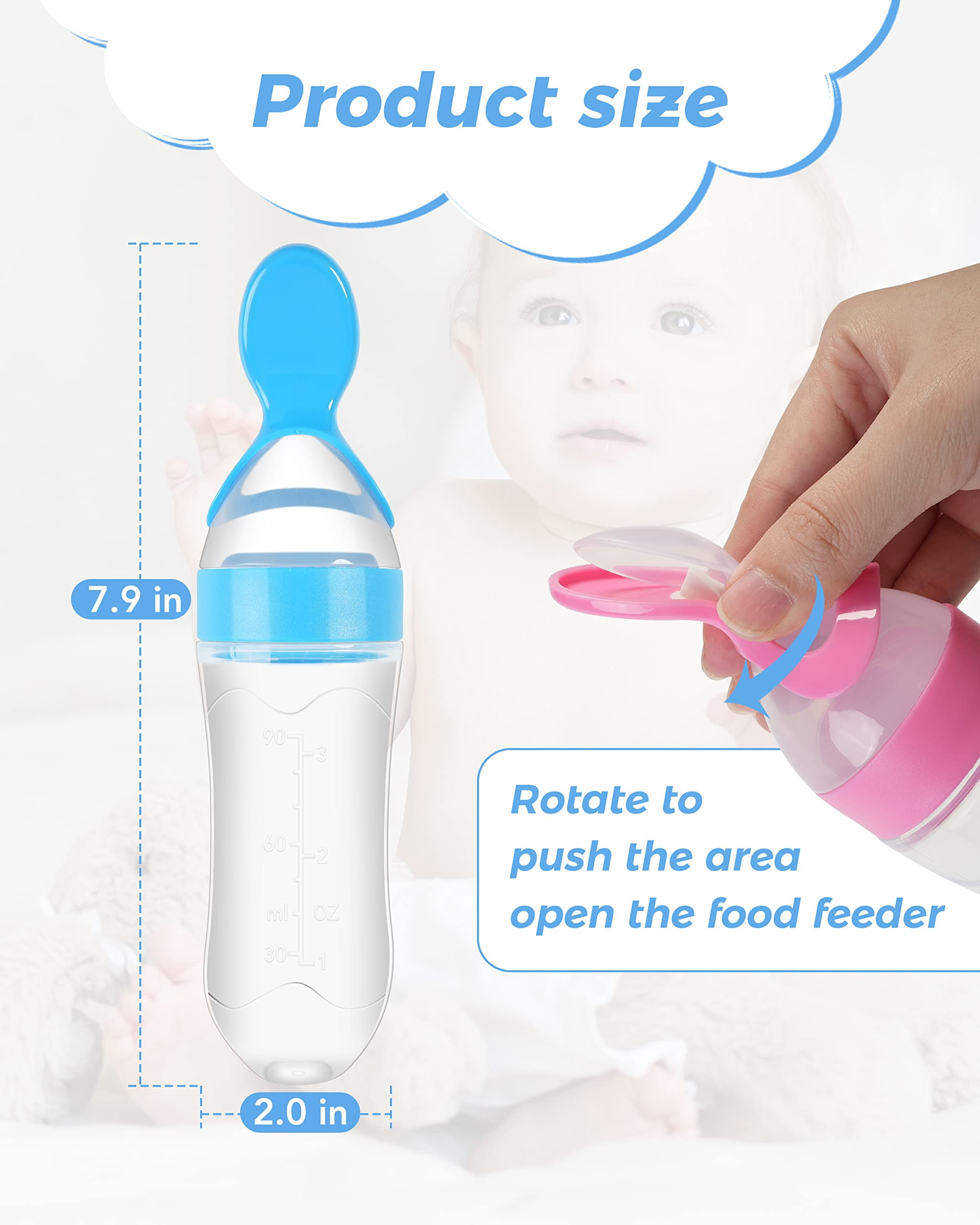 3 Pack Silicone Baby Food Dispensing Spoon | 3 oz Infant Fruit Squeeze ...