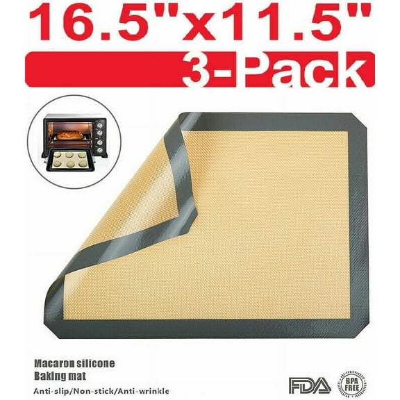 3-Pack Silicone Baking Mat Nonstick Heat Resistant Oven Mats Toaster Liner Sheet