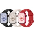 thumbnail image 1 of 3 Pack Silicone Band Compatible with Apple Watch Bands Ultra 3/2/1 49mm 46mm 45mm 44mm 42mm 41mm 40mm 38mm Women Men, Soft Waterproof Sport Strap for iWatch Series 11/10/9/8/7/6/5/4/3/SE/SE2/SE3, 1 of 8