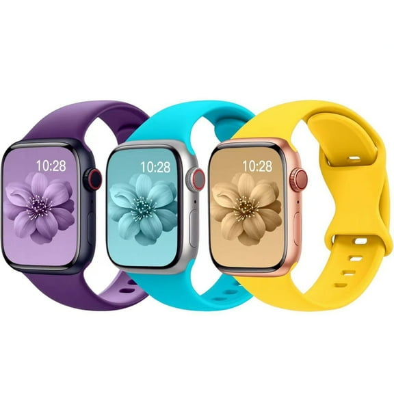 3 Pack Silicone Band Compatible with Apple Watch Bands Ultra 3/2/1 49mm 46mm 45mm 44mm 42mm 41mm 40mm 38mm Women Men, Soft Waterproof Sport Strap for iWatch Series 11/10/9/8/7/6/5/4/3/SE/SE2/SE3