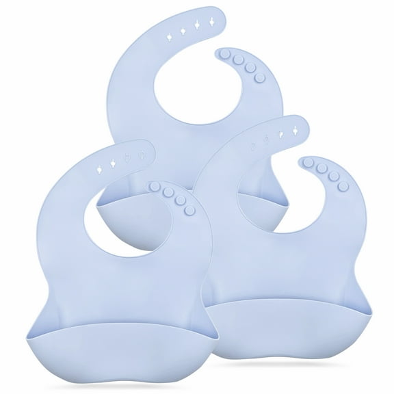 3-Pack Silicone Bibs for Babies and Toddlers - Adjustable, Waterproof, BPA-Free, Unisex Baby Bibs