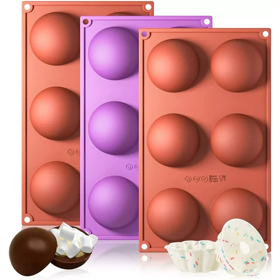 3 Pack Silicone Cake Mold Hot Chocolate Bombs Mould 2.75 Half Ball Sphere Us