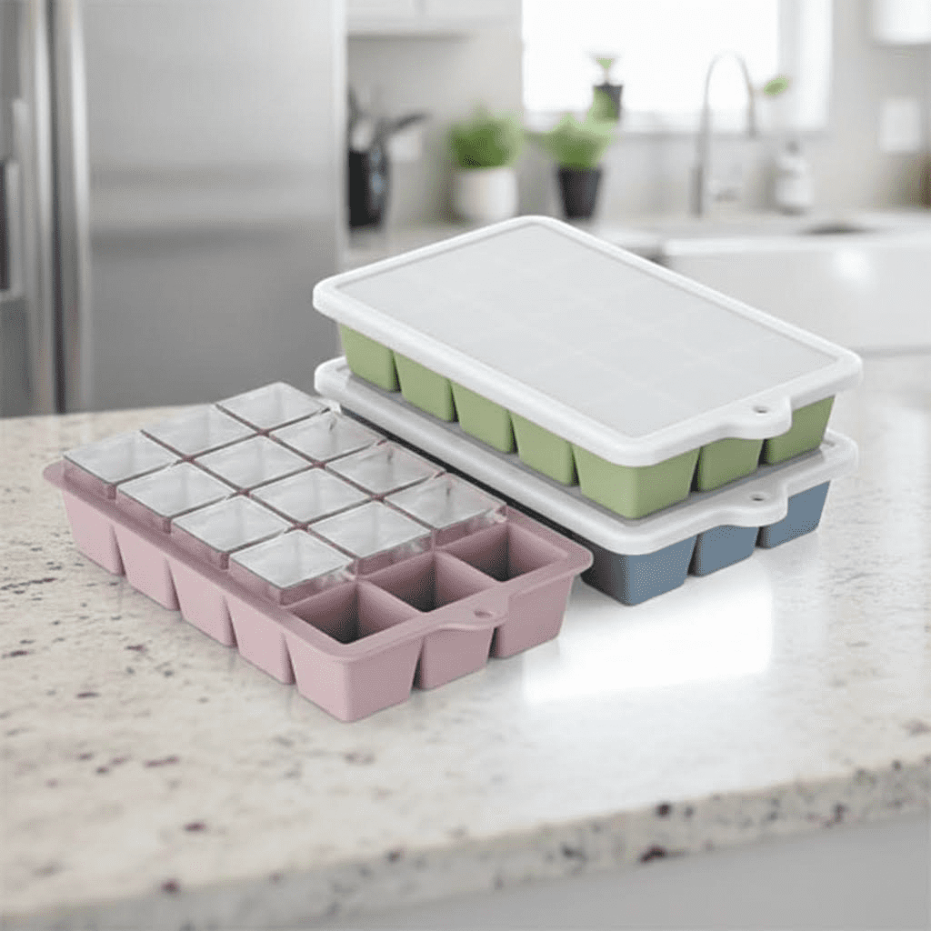 3-Pack Silicone Ice Cube Trays with Lids, BPA-Free Flexible Ice Molds for Whiskey, Cocktails, and Baby Food, Easy Release Freezer Trays for Perfect Cubes Every Time