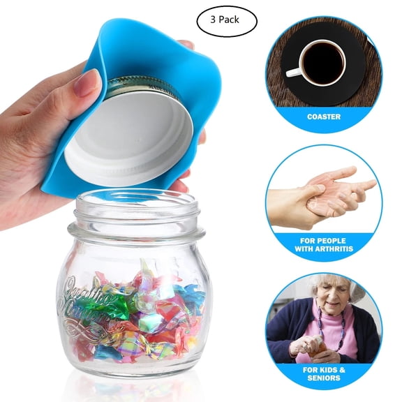 3-Pack Silicone Jar Openers  Heat Resistant, Non-Slip Gripper Pads, 4.875" by Dependable Industries