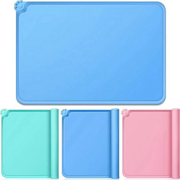 3-Pack Silicone Mats for Crafts, Resin, Anti-Slip Silicone Sheets, Raised Side Silicone Painting Mats, Desktop Cover