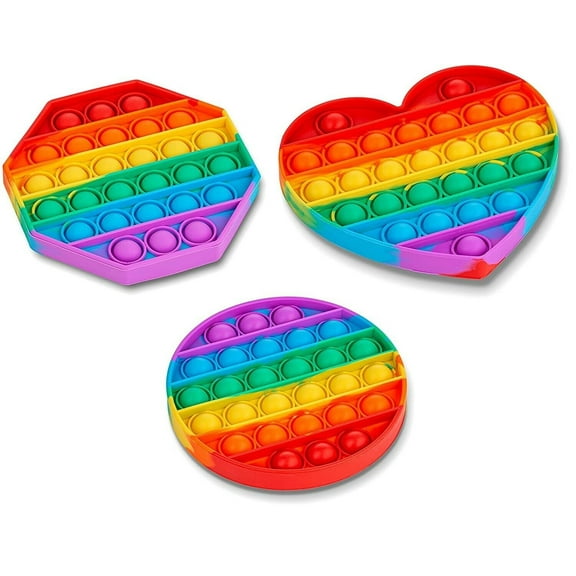 3 Pack Silicone Popit Fidget Push Bubbles Sensory Stress Relief Popper Pop Toys