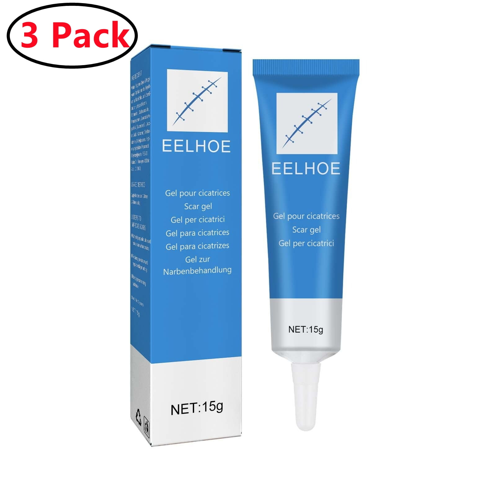 3 Pack Silicone Scar Gel, Helps Improve Size, Color & Texture of Hypertrophic & Keloid Scars
