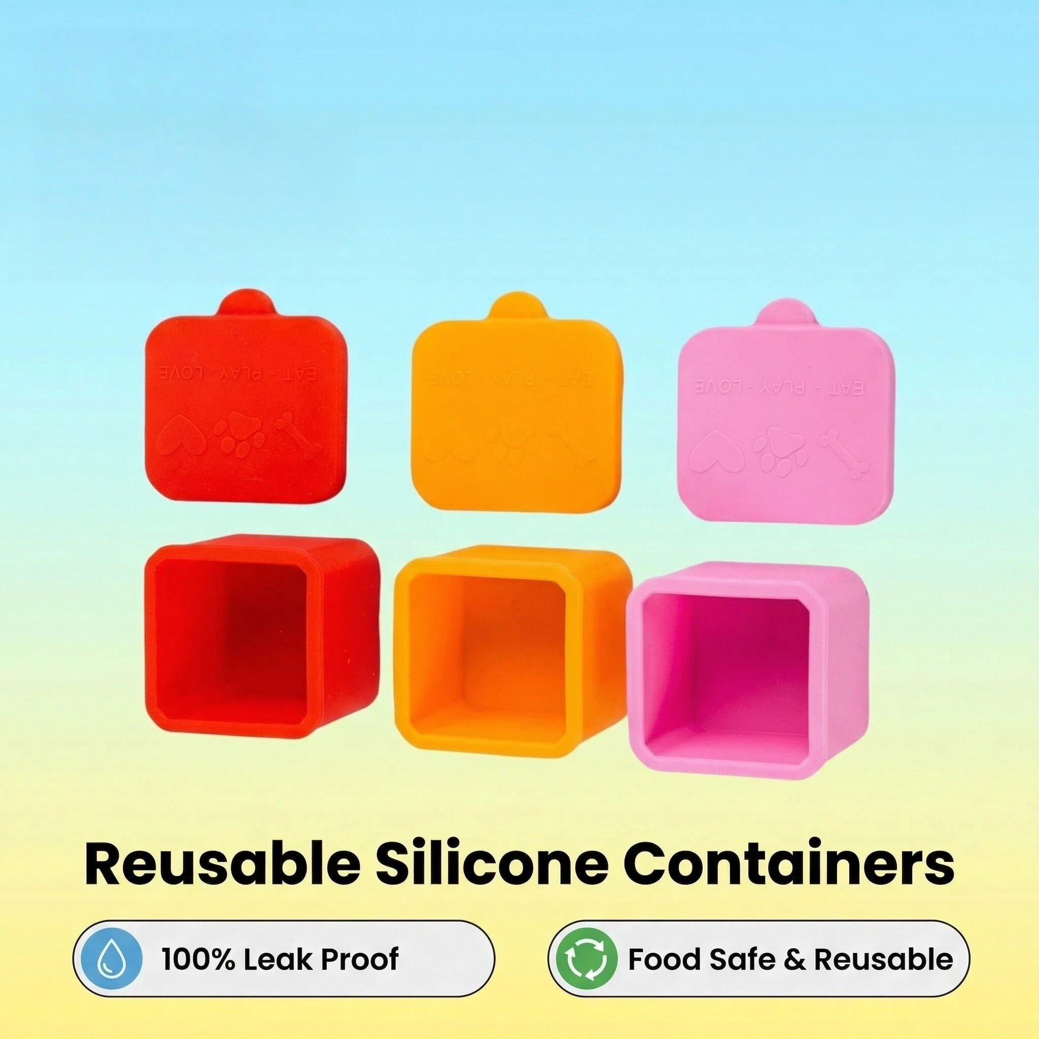 MEYYOI Silicone Small Snack Stackable Leak-Proof BPA Free Bento Boxes 3 Count