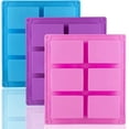 thumbnail image 1 of 3 Pack Silicone Soap Molds, 6 Cavities Rectangle Silicone Soap Molds, Great for Homemade Craft Soap Mold, Chocolate Mold, Cake Mold ＆ Ice Cube Tray - Just Pop Out（Pink & Blue & Purple）, 1 of 5
