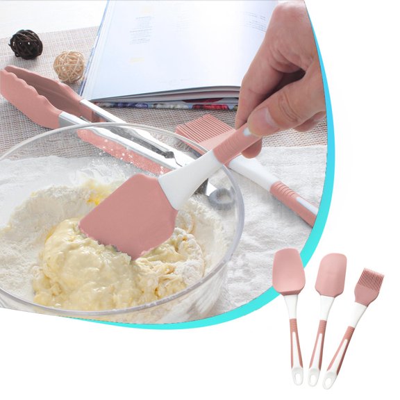 3 Pack Silicone Spatula Set Kitchen Cooking Utensils Set Heat Resistant DIY Cake Spatula Oil Brush and Cream Spreader Utensils for Cooking, Baking & Mixing Tools