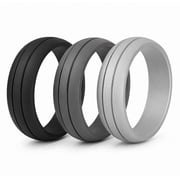 3 Pack Silicone Rings, Unisex Rubber Wedding Band Set for Sports, Work, Travel and Daily Wear, TIKA