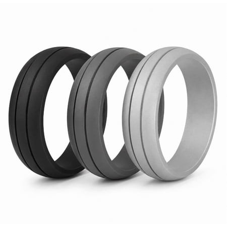 3 Pack Silicone Rings, Unisex Rubber Wedding Band Set for Sports, Work, Travel and Daily Wear, TIKA