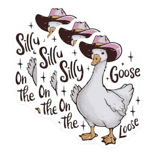 (3 Pack) Silly Goose Decals - Cowboy Hat - Funny Laptop Sticker - 3 Inches On Longest Side - Easy Peel & Apply - Made in USA - 3MCS2198