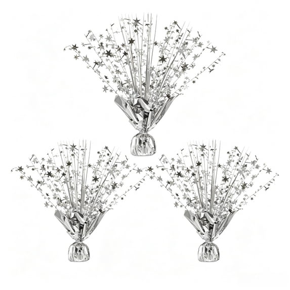 3 Pack Silver Foil Spray Centerpiece Star Table Decoration Metallic Burst Table Centerpieces for Birthday New Year Wedding Anniversary Graduation Party Supply