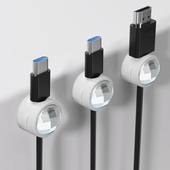 3 Pack Simulated Crystal Cable Clips, own-Adhesive Cord support for Desk, Phone converter boning Management Organizer, Desktop Cable Clip for Office, Home, Nightstand