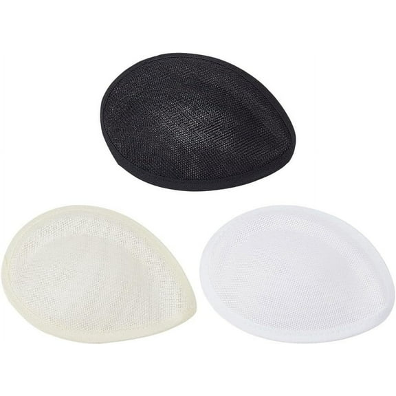 3-Pack Sinamay Hat Fascinator Base - Teardrop Shape White Black Lemon Chiffon - Women's DIY Millinery Making Material for DIY
