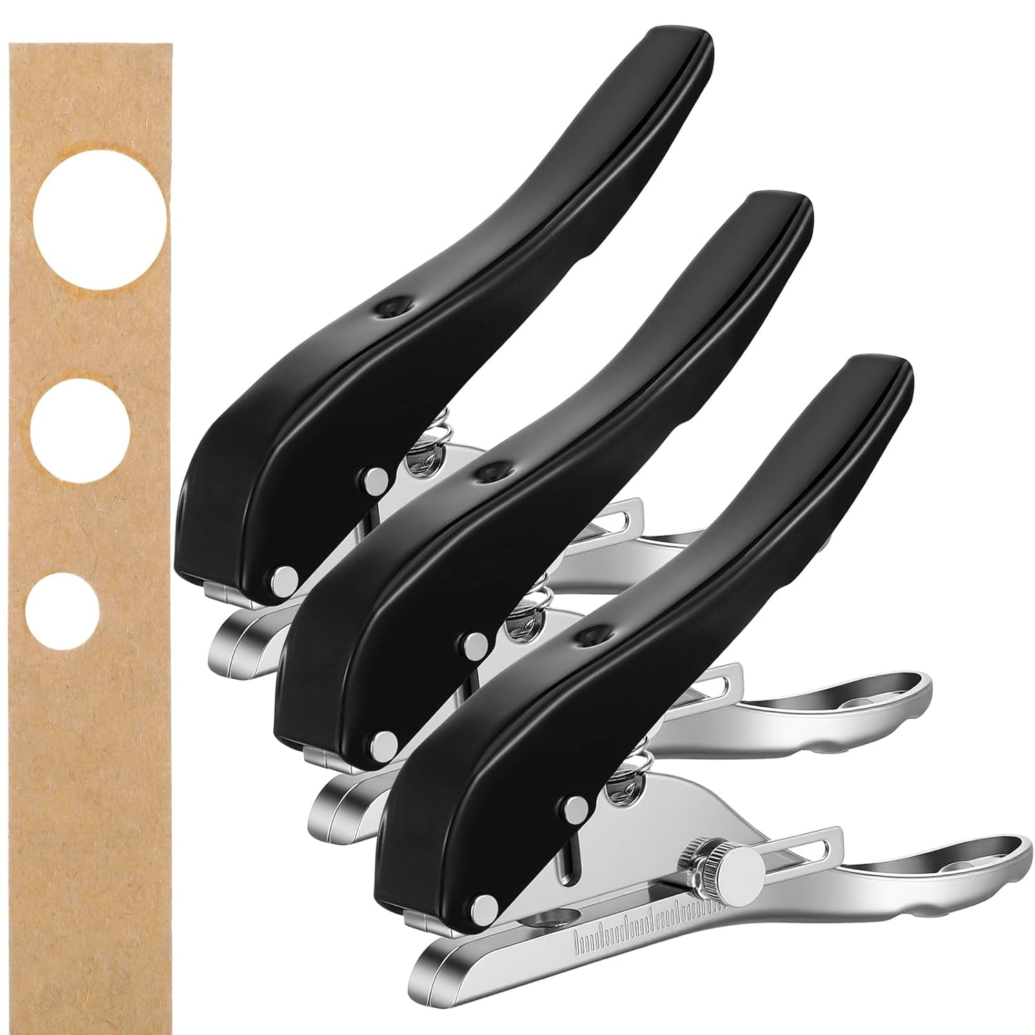 3 Pack Single Hole Punch 1/4 5/16 3/8 Inch Heavy Duty Hole Puncher Paper Punch Portable Hand Held Punches for Paper Cards Plastic Cardboard