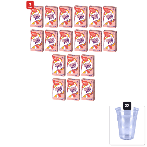 3 Pack | Singles To Go! Wylers Light Peach Ring Flavor, Trend Inspired Flavor Drink Mix, 6 Per Box And 36 Total Servings - 6 Boxes & 3x 16oz Plastic Cup with Strawless Sip-Lid